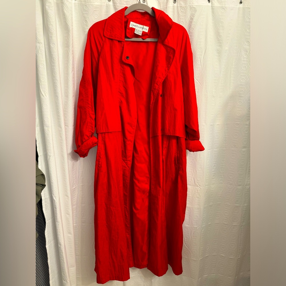 Lowell & Whitney Vintage Red Nylon Rain Jacket Size Medium Color Res